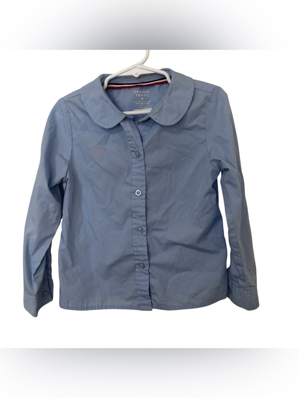 3/$15 French Toast GirlsLight Blue Button-Up long sleeve Shirt Peter Pan collar